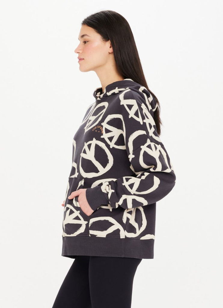 The Upside One Love Koda Women's Hoodie with Peace Symbol Print Side View
