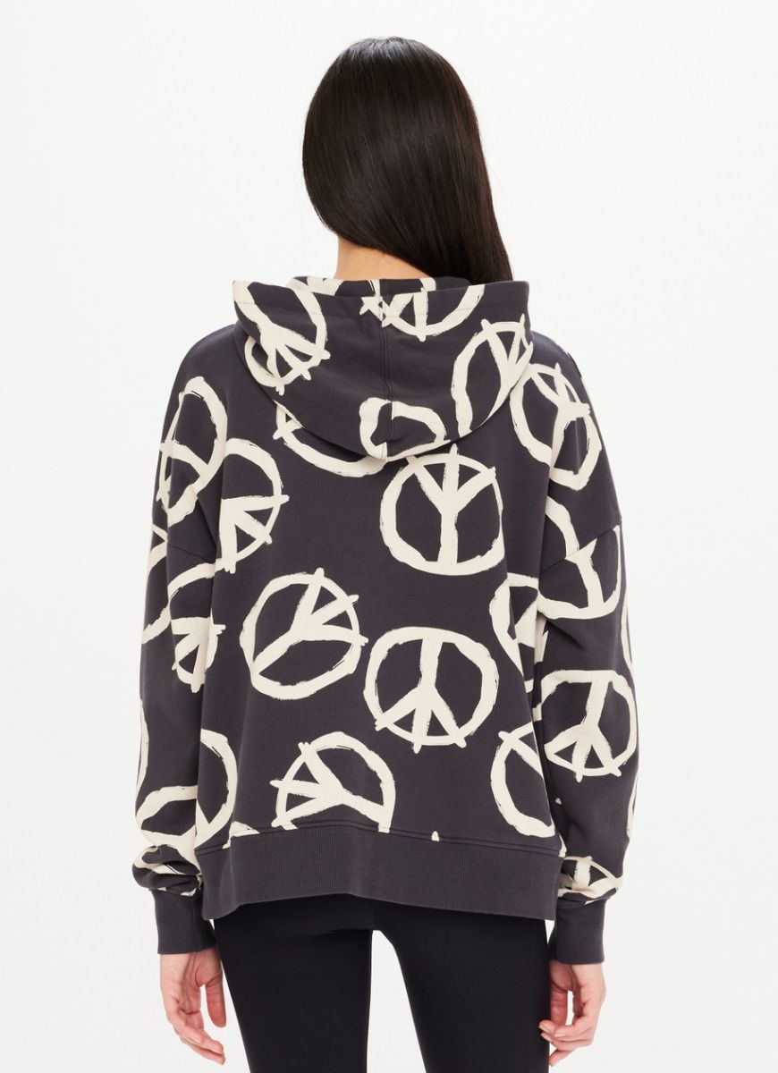 The Upside One Love Koda Women's Hoodie with Peace Symbol Print Back View