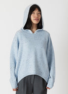 Lyla + Luxe Pennie Women's Hoodie in Light Blue/Navy Front View With Hood Up