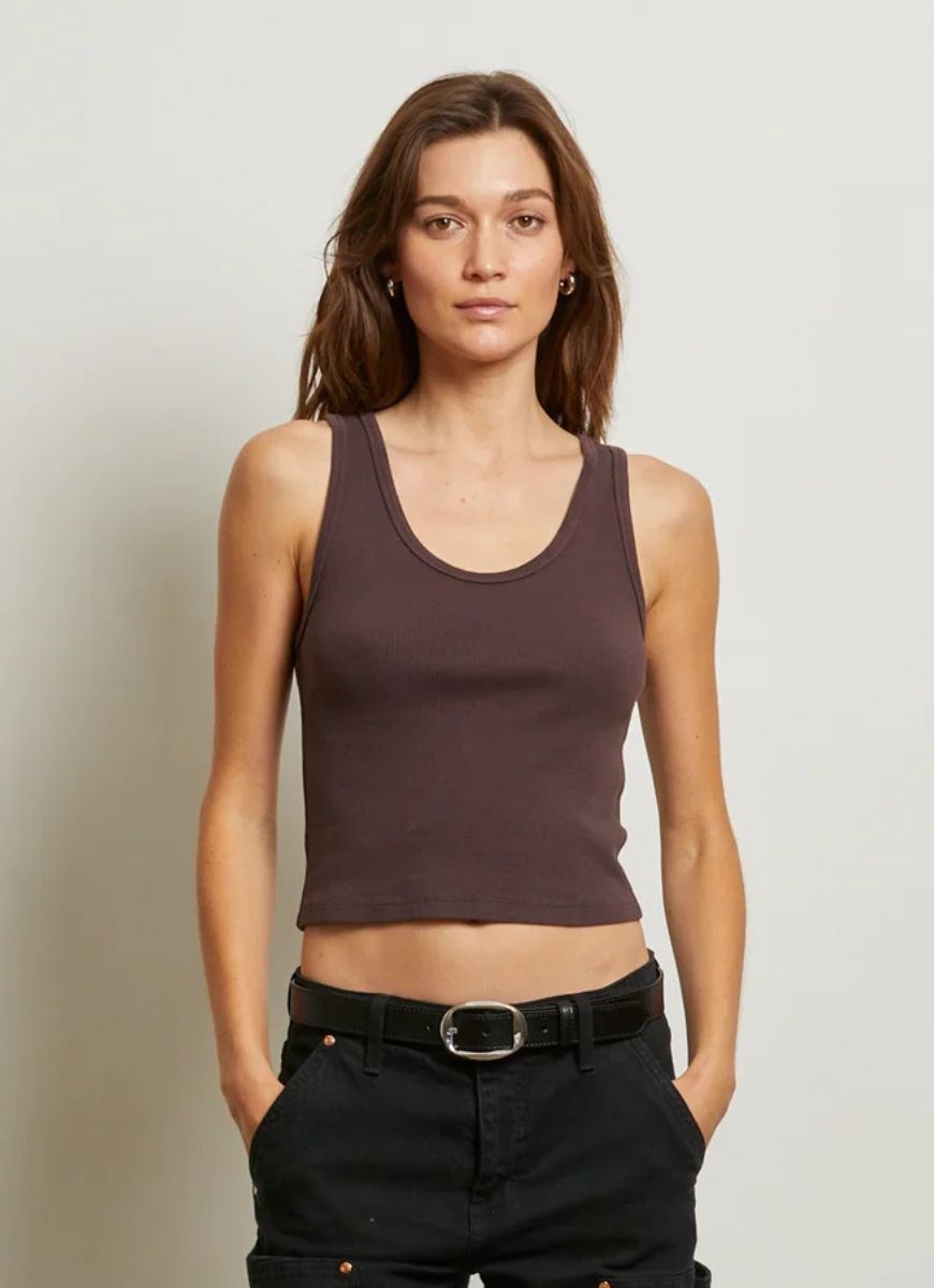 perfectwhitetee Blondie Tank Top in Cocoa Powder