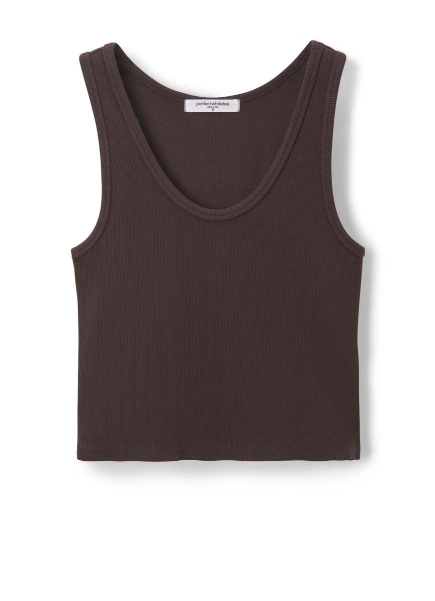 perfectwhitetee Blondie Tank Top in Cocoa Powder Product Shot View