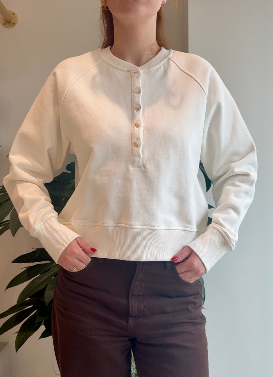 perfectwhitetee Bowen Sweatshirt in White Front View