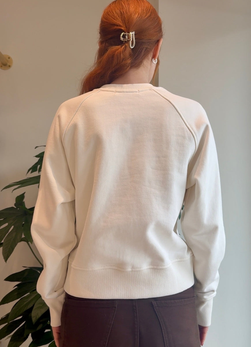 perfectwhitetee Bowen Sweatshirt in White Back View