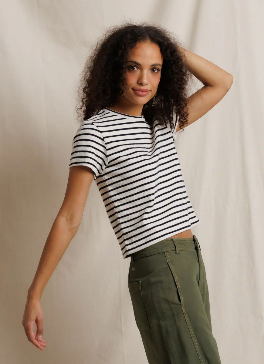 perfectwhitetee Cater Tee in Natural/Black Stripe
