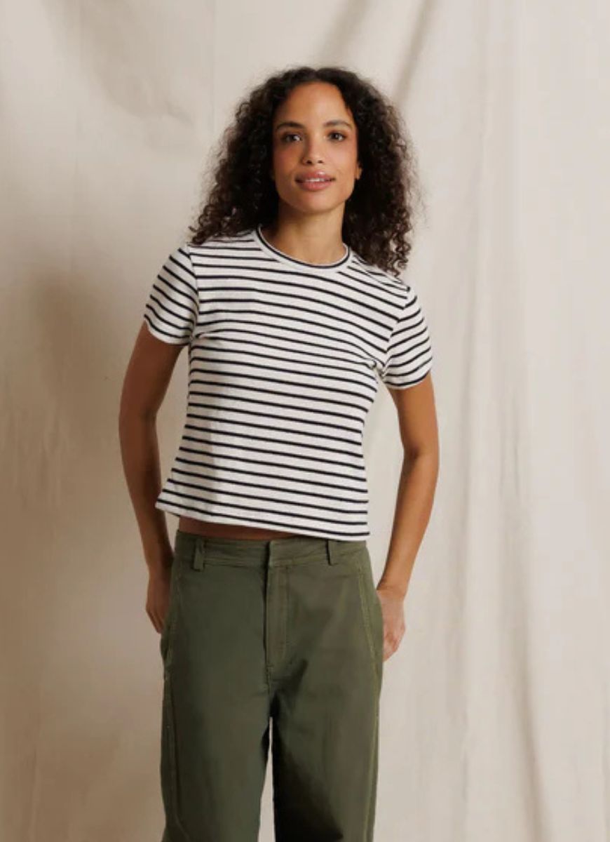 perfectwhitetee Cater Tee in Natural/Black Stripe