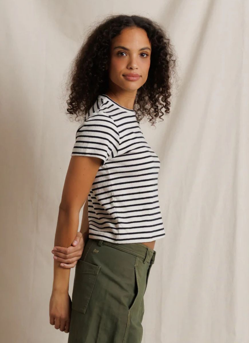 perfectwhitetee Cater Tee in Natural/Black Stripe
