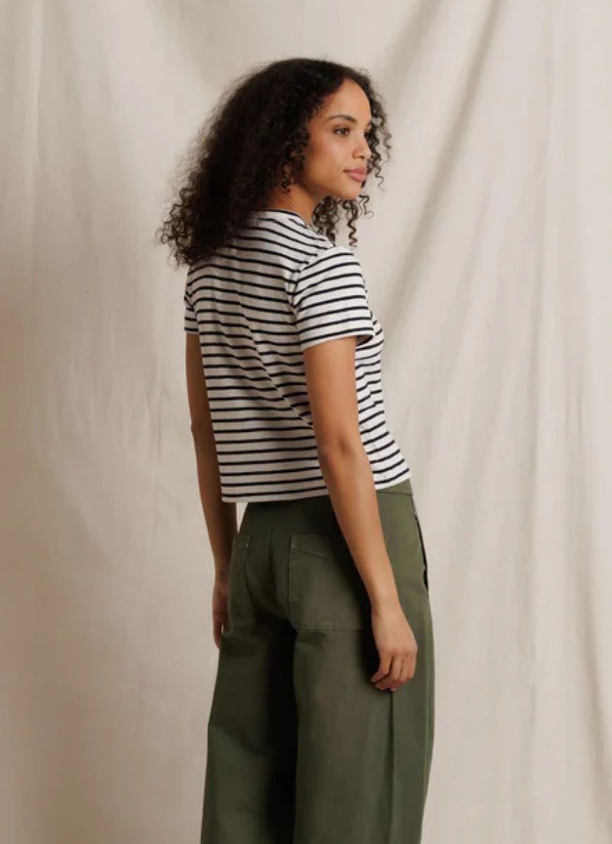 perfectwhitetee Cater Tee in Natural/Black Stripe