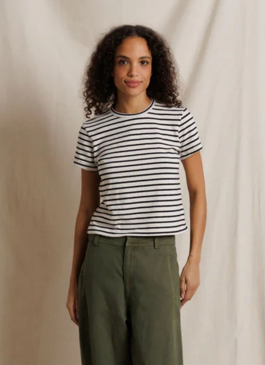 perfectwhitetee Cater Tee in Natural/Black Stripe
