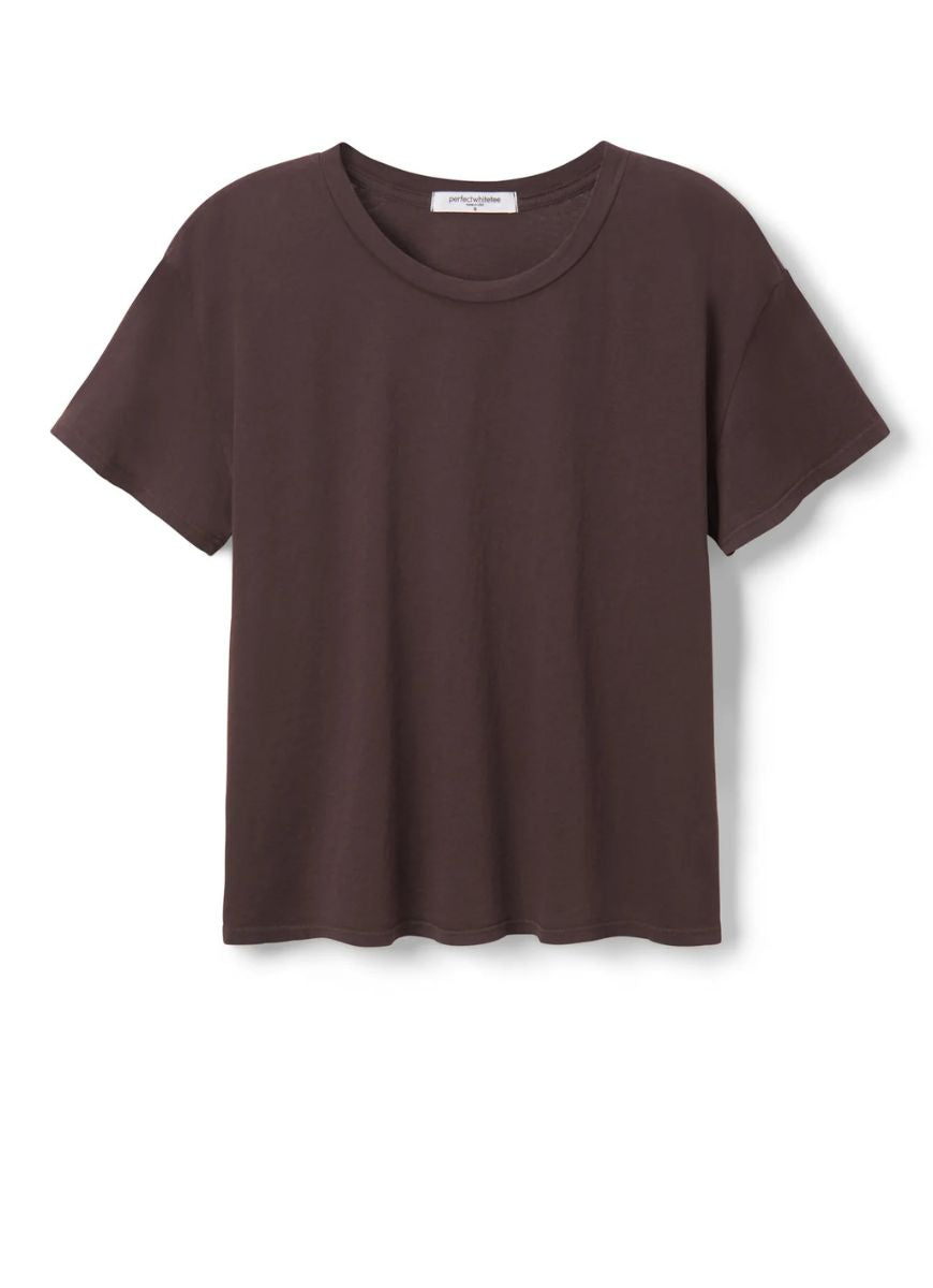 perfectwhitetee Harley Crew Tee in Cocoa Powder Product Shot View