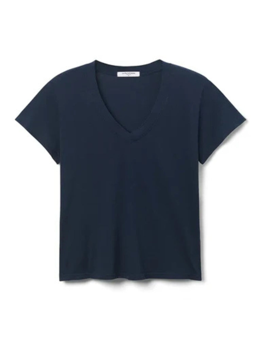 perfectwhitetee Hendrix V Neck Tee in Navy Product Shot View
