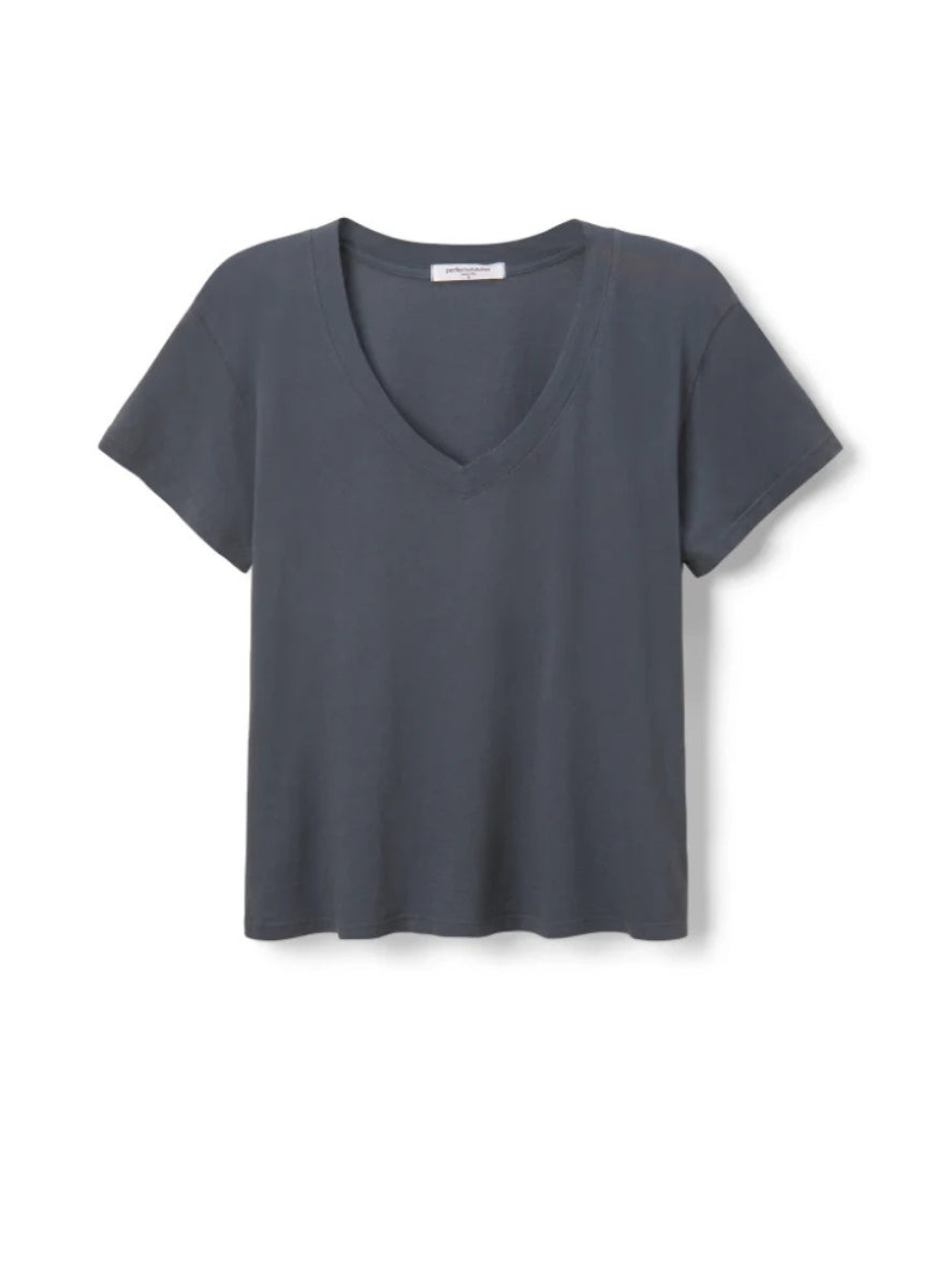 Perfect White Tee Women's Hendrix V-neck Tee in Black Product Shot View
