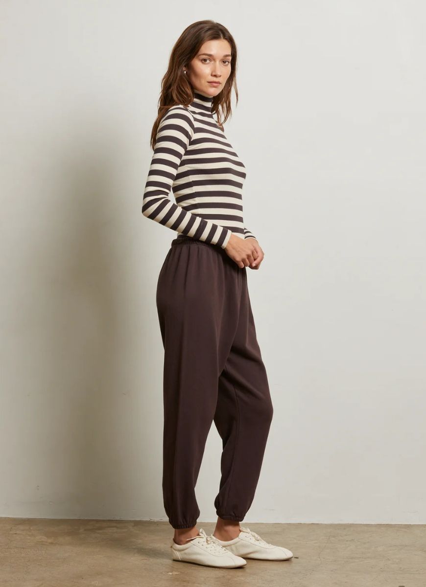 perfectwhitetee Johnny French Terry Sweatpant in Cocoa Powder Side View