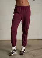 perfectwhitetee Johnny French Terry Sweatpant in Dark Burgundy