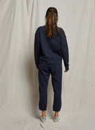 Perfect White Tee Johnny French Terry Sweatpant in Navy Full Length Back View