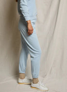 perfectwhitetee Johnny French Terry Sweatpant in Powder Blue Side View