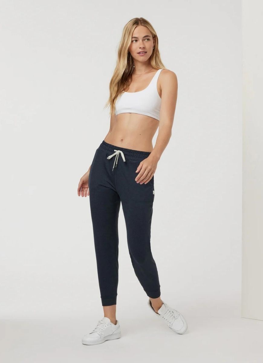 Vuori Women's Performance Jogger in Midnight Heather Full Length Front View