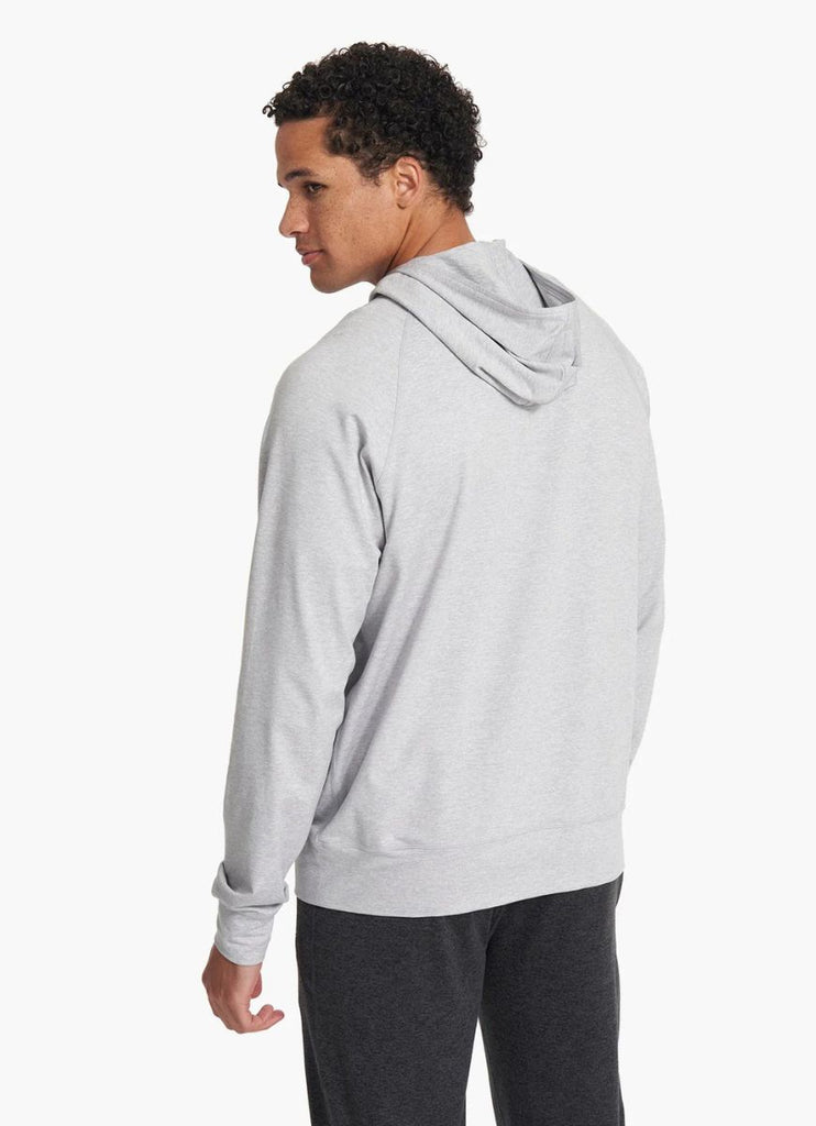 vuori Men's Ponto Performance 1/2 Zip Hoodie in Platinum Heather Back View