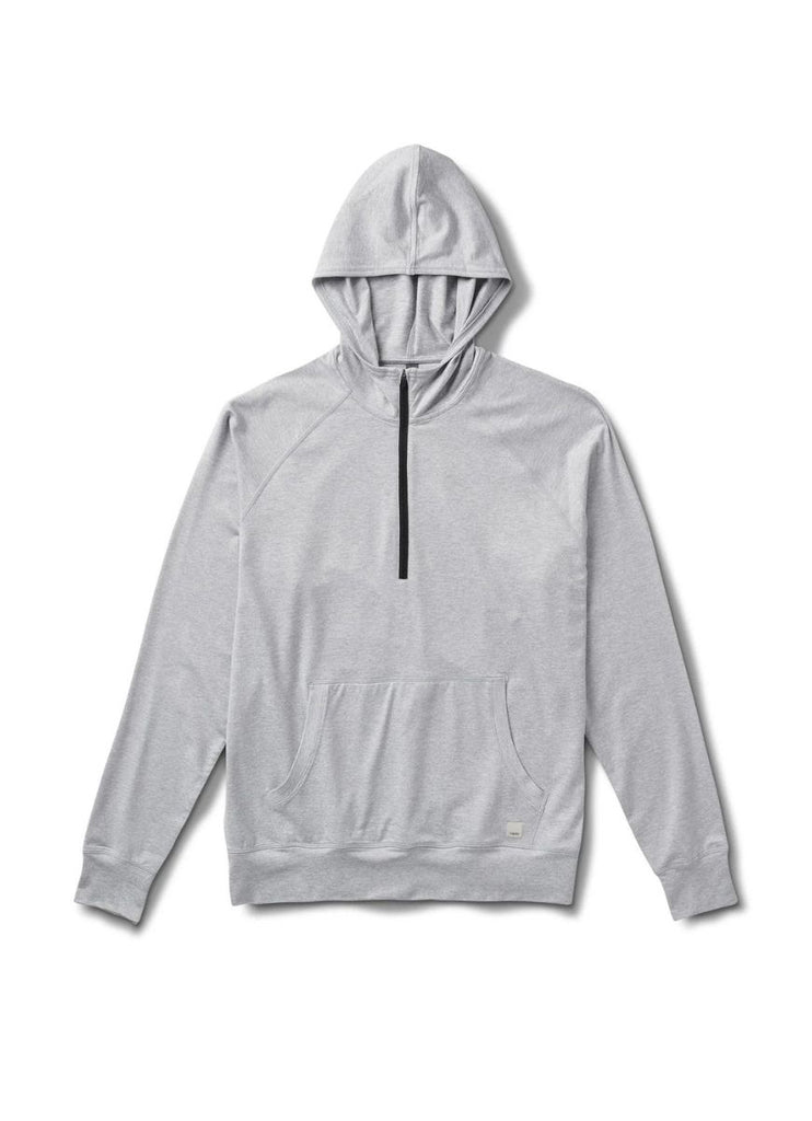 vuori Men's Ponto Performance 1/2 Zip Hoodie in Platinum Heather Flat Lay View