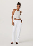 Vuori Women's Pose Plyo Tank in White Heather Full Length Front View
