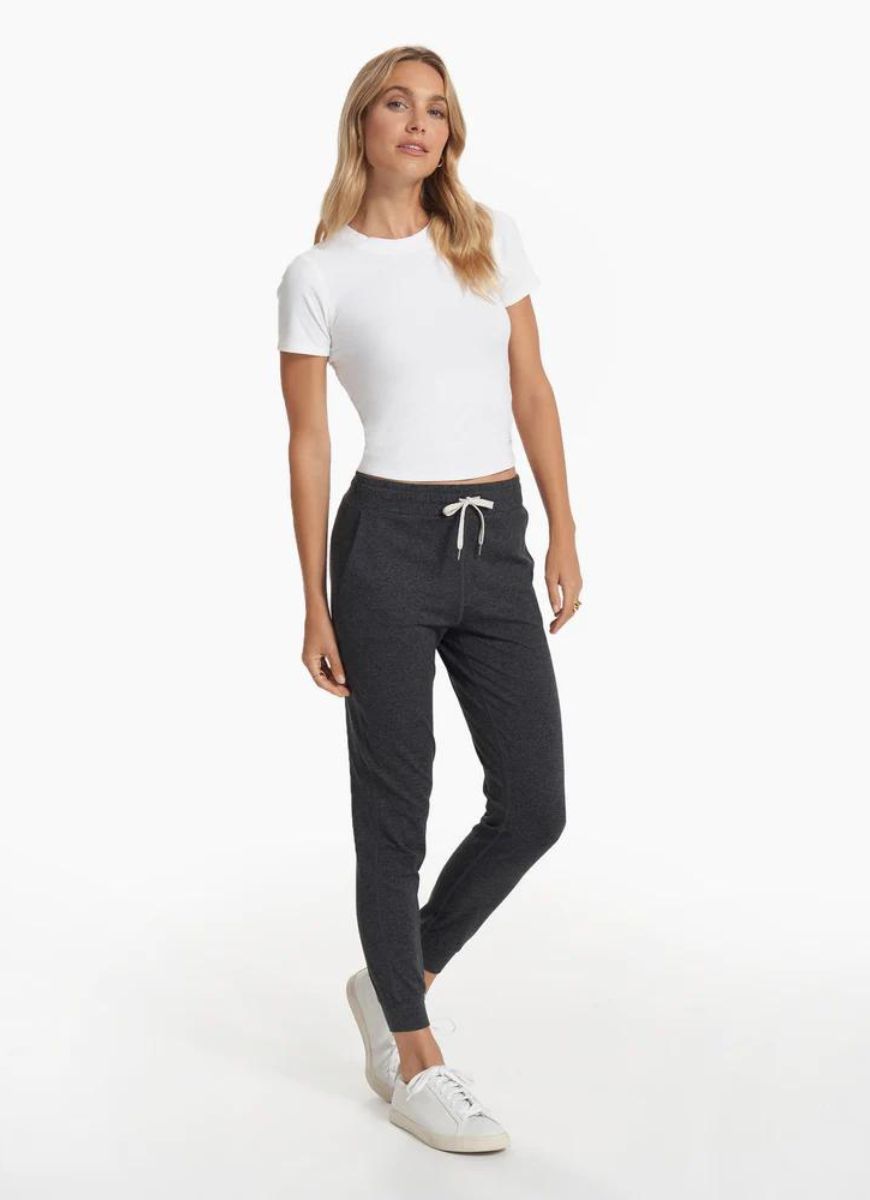 Vuori Women's Pose Fitted Tee in White Full Front View