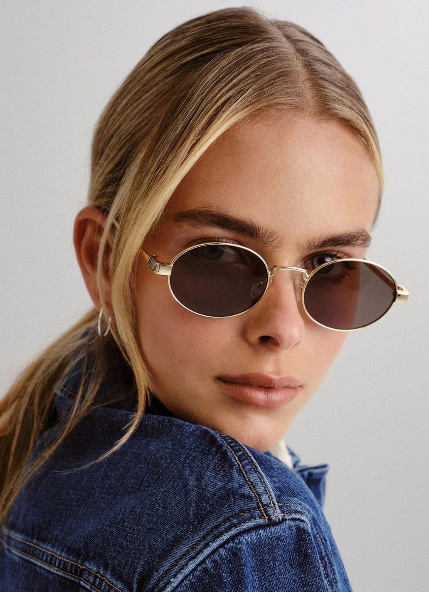 Le Specs Poseidon Deux Women's Sunglasses in Gold Khaki Shown on Alternate Model