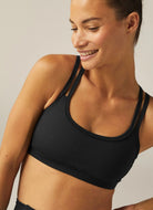 Beyond Yoga Powerbeyond Bootcamp Bra in Black Close Up Front View