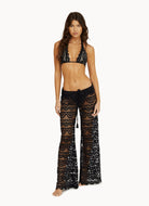 PQ SWIM Malibu Lace Pants in Black Full Length Front View