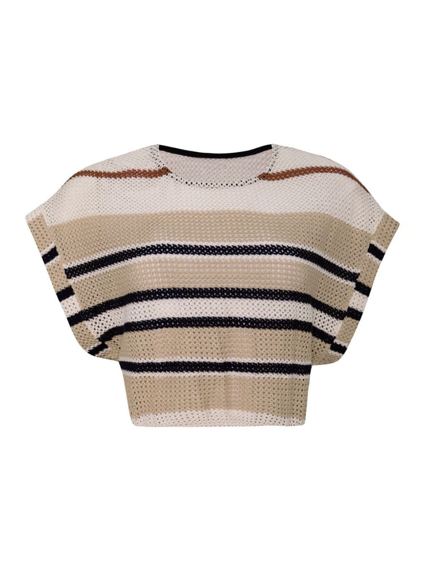 PQ SWIM Renee Crop Top in Pacific Stripe Product Shot View