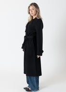 Lyla + Luxe Preston Women's Trench Coat in Black Side View