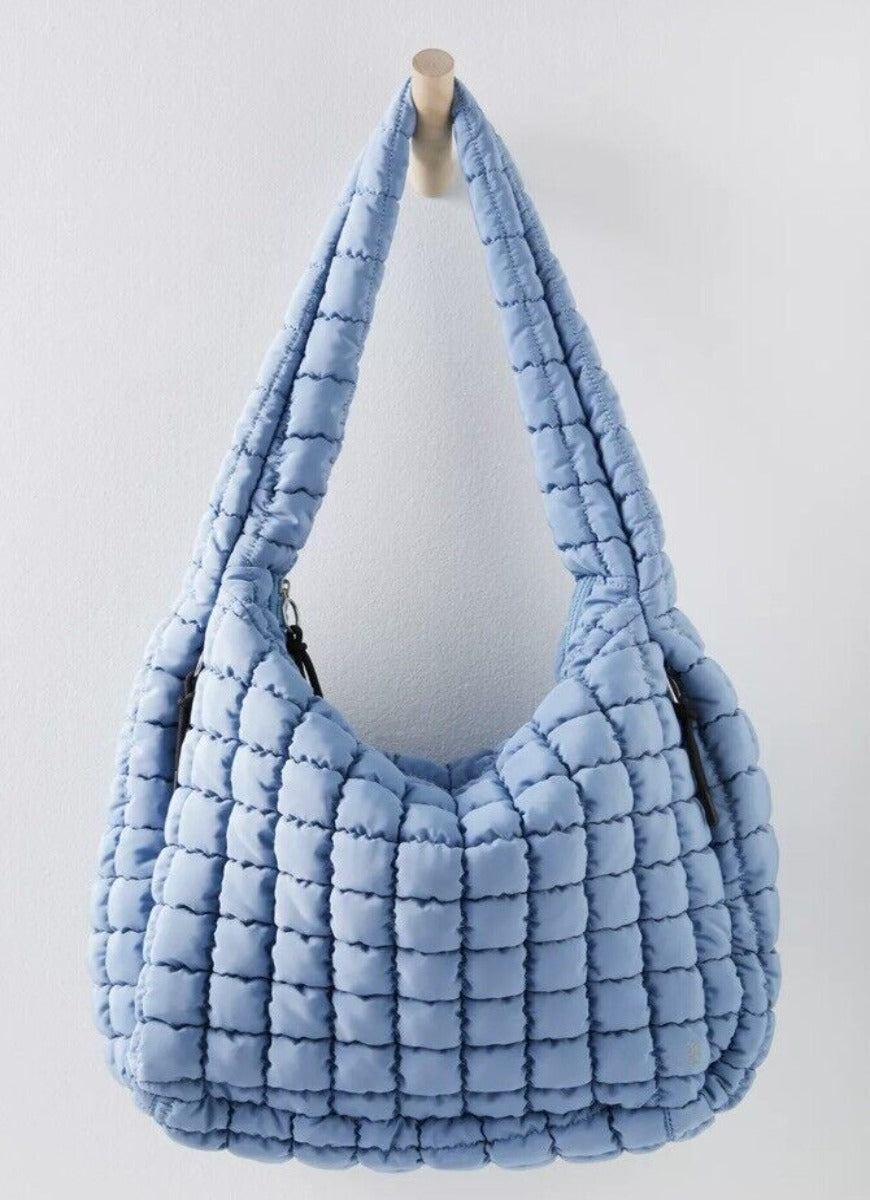 Free People Quilted Carryall Bag in Dusty Blue