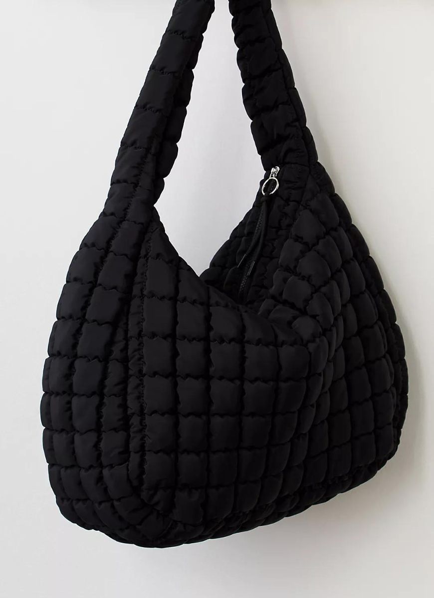 Free People Quilted Carryall Bag in Black Front View