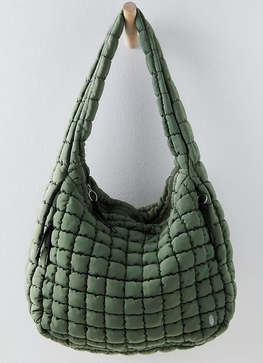 Free People Quilted Carryall Bag in Washed Sage