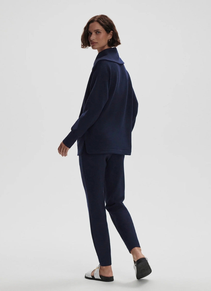 Varley Raleigh Zip Through Sweat in Navy Full Length Back View