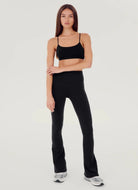 Splits59 Women's Raquel High Waist Flare Pant in Black Full Front View