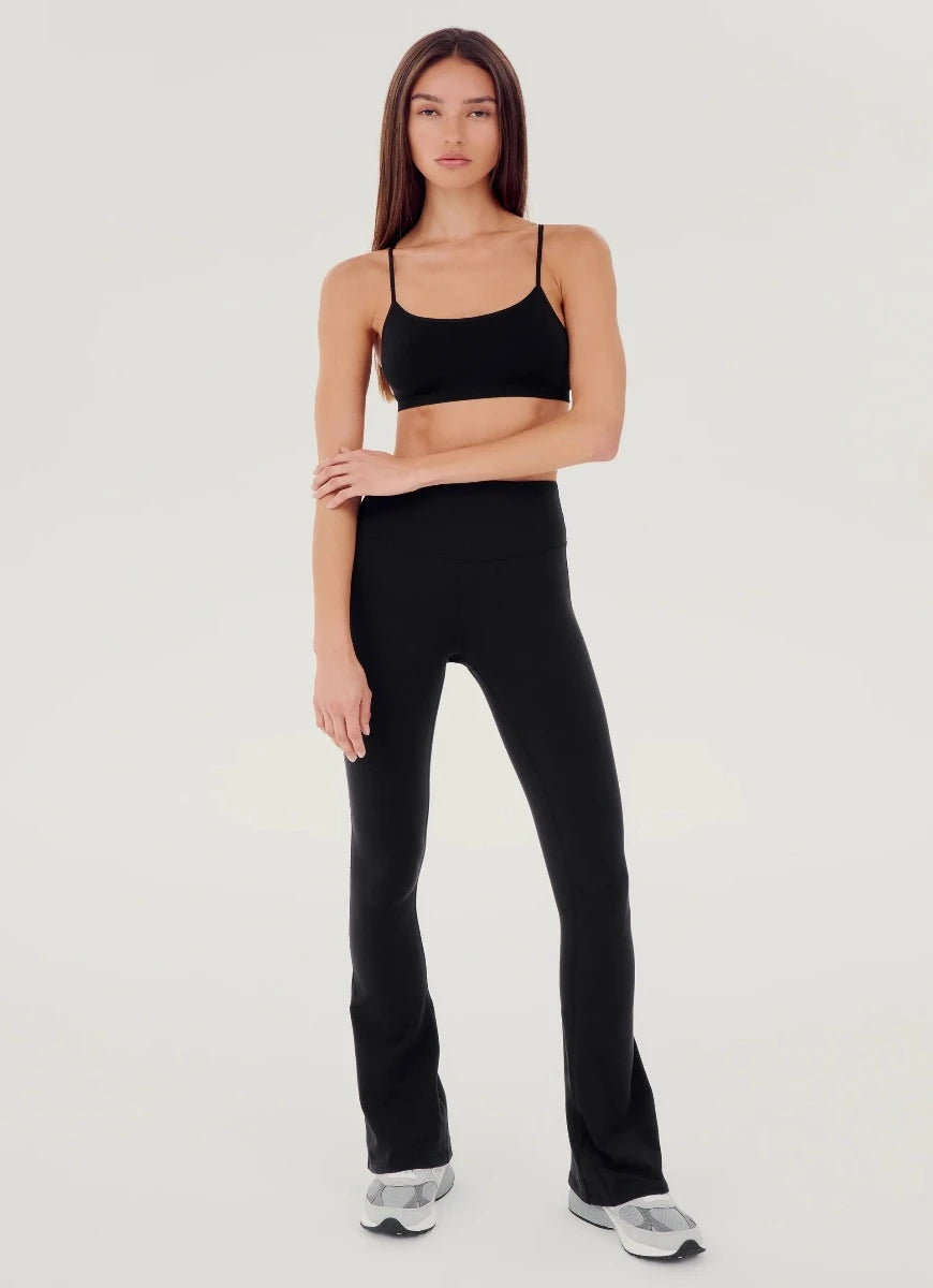 Splits59 Women's Raquel High Waist Flare Pant in Black Full Front View