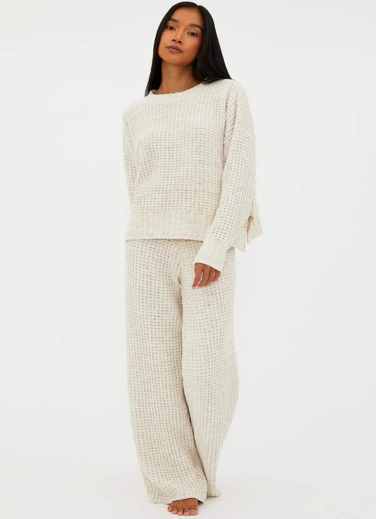 BEACH RIOT Rayne Waffle Pant in Snow Cloud