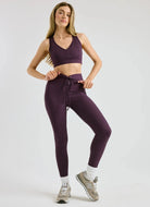 Year of Ours Ribbed Football Legging in Deep Plum Full Length Front View