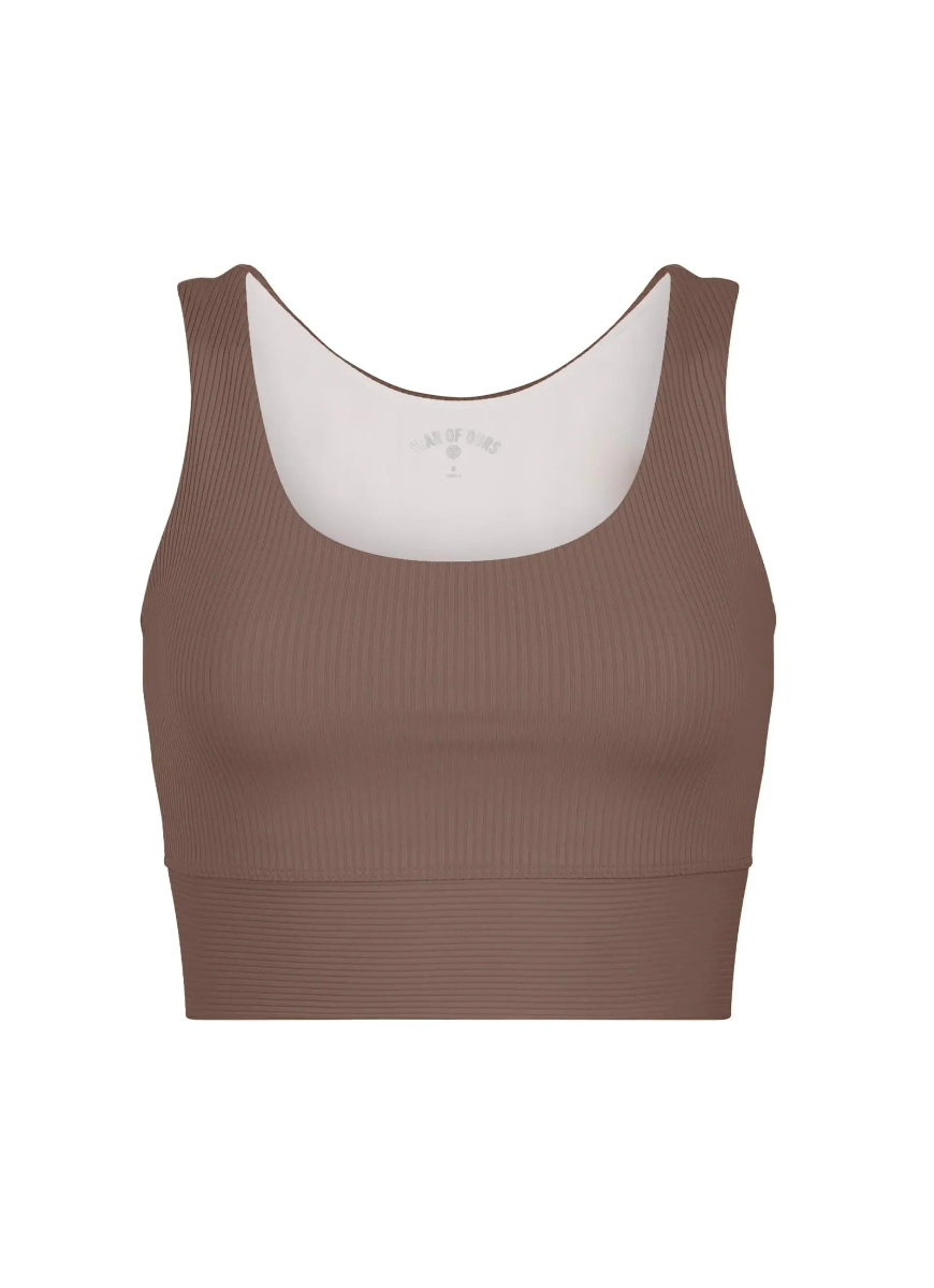 YEAR OF OURS The Ribbed Bra in Mocha Product Shot View