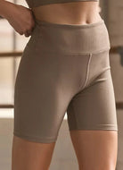 YEAR OF OURS Ribbed High High Biker Short in Mocha