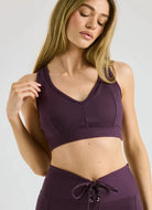 Year of Ours Ribbed V Bra in Deep Plum Front View