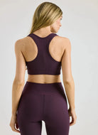 Year of Ours Ribbed V Bra in Deep Plum Back View