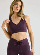 Year of Ours Ribbed V Bra in Deep Plum