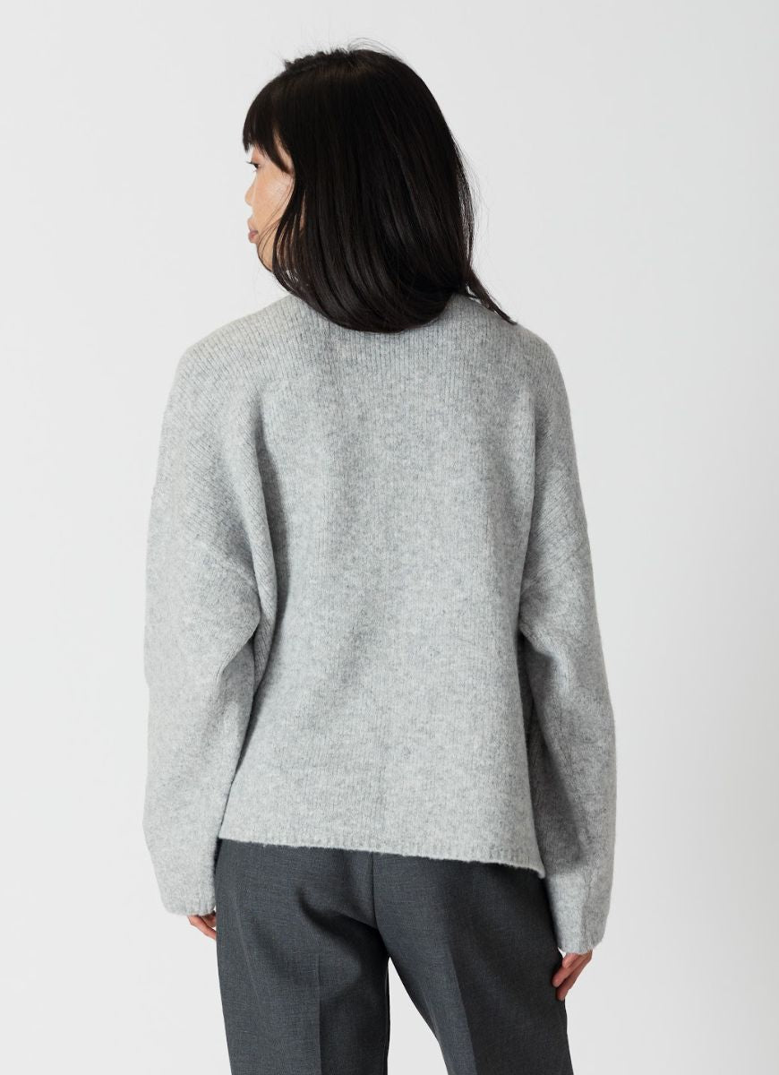 Lyla + Luxe Sam Luxe Cardigan in Light Grey Back View