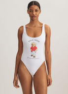 Polo Ralph Lauren Scoop Tank One Piece Swimsuit in White