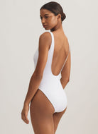 Polo Ralph Lauren Scoop Tank One Piece Swimsuit in White Back View