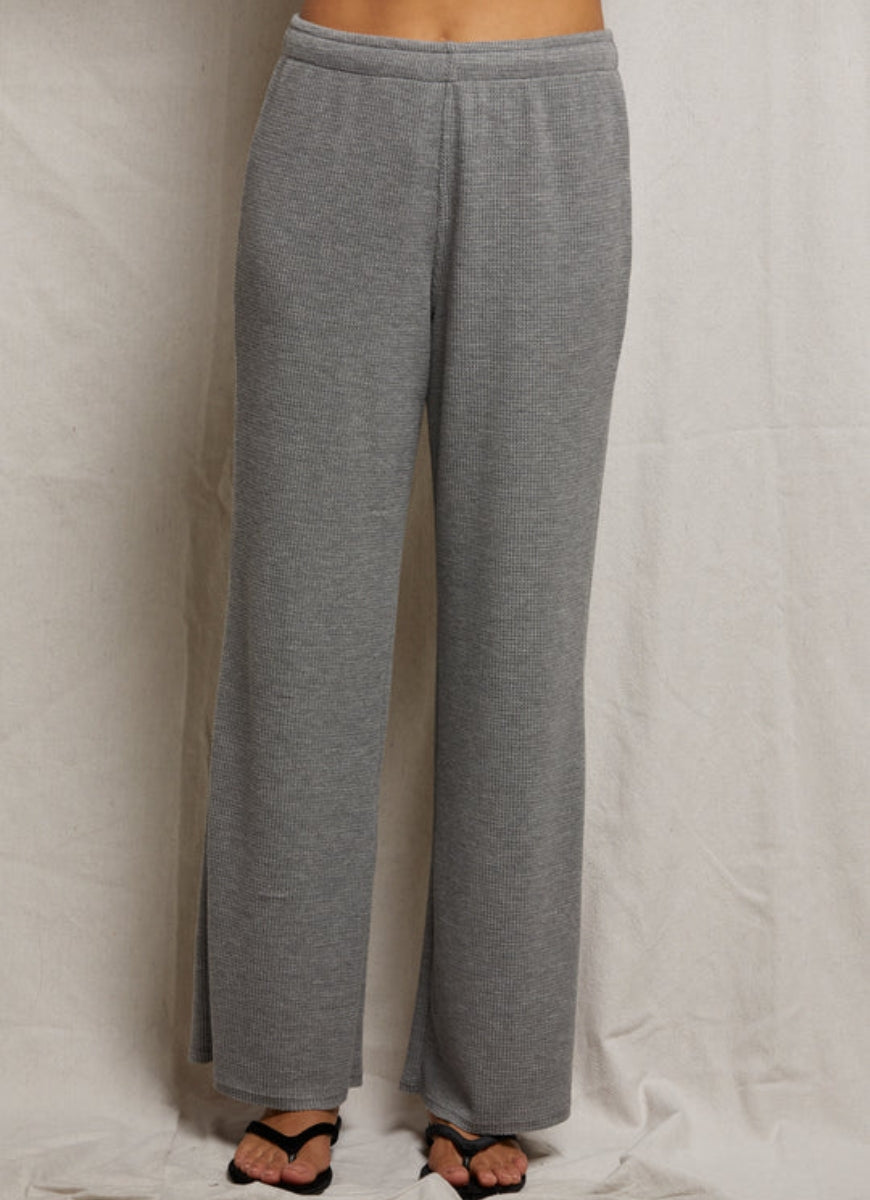perfectwhitetee Shane Waffle Pants in Heather Grey