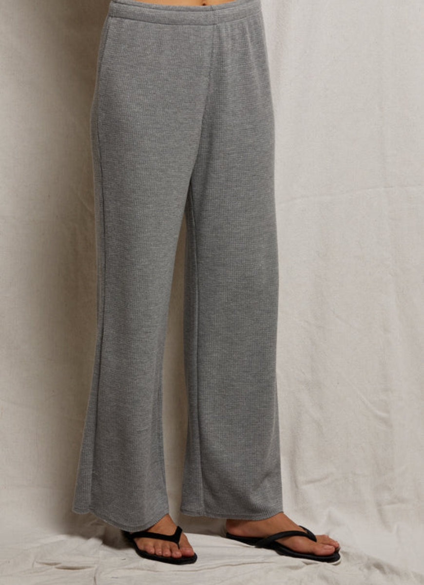 perfectwhitetee Shane Waffle Pants in Heather Grey Waist Down Front View