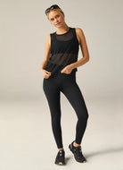 Beyond Yoga Show Off Mesh Tank Top in Black Full Length Front View