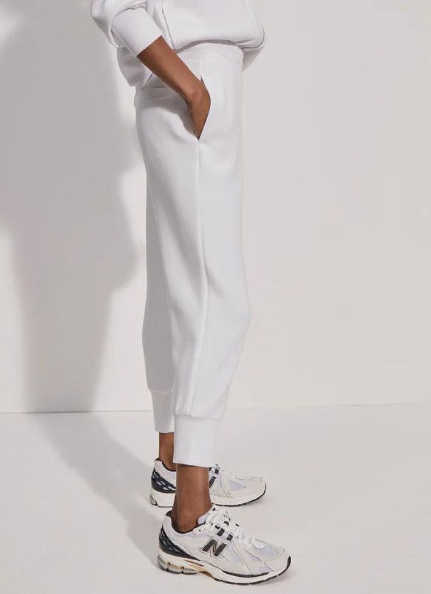 Varley The Slim Cuff Pant 25” in White Side View