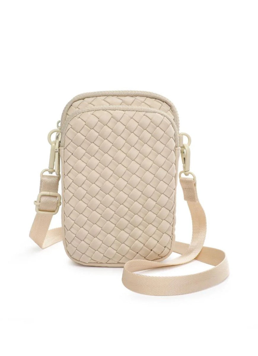 SOL AND SELENE Divide & Conquer Woven Neoprene Crossbody in Cream
